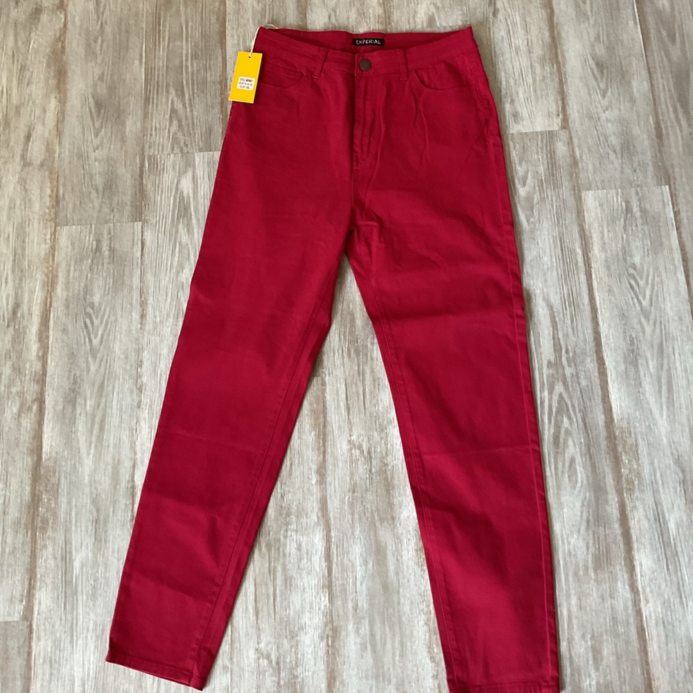 Red Straight-Leg Pants